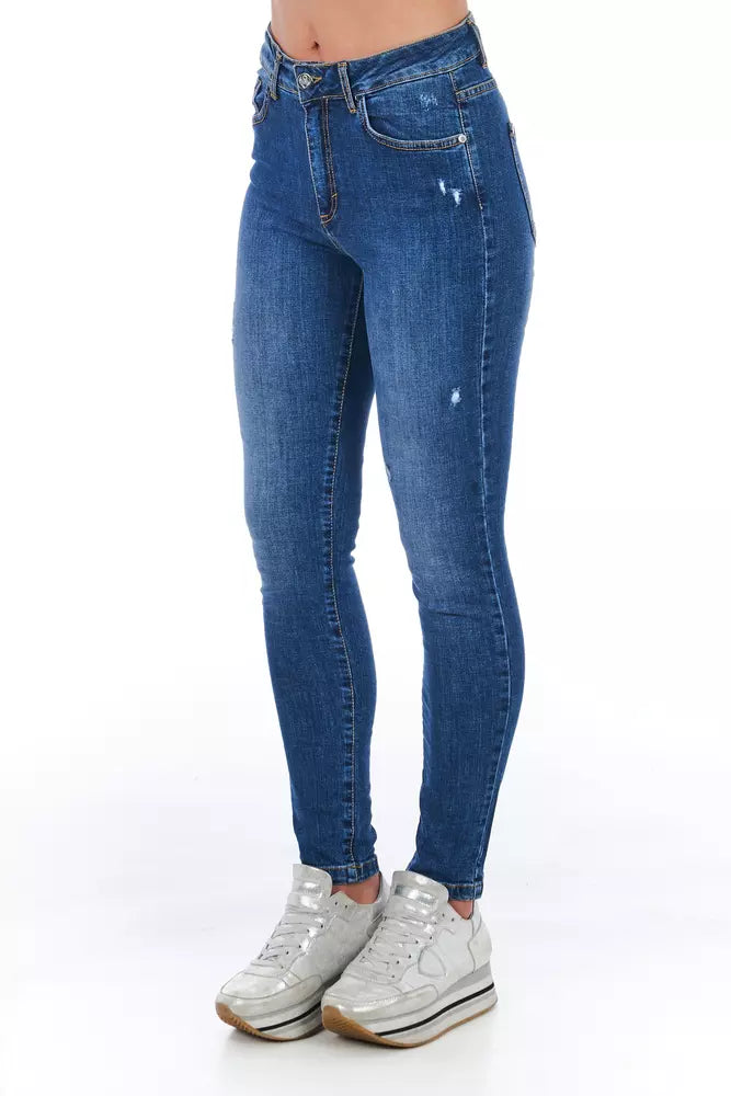 Blå andra fibrer damjeans