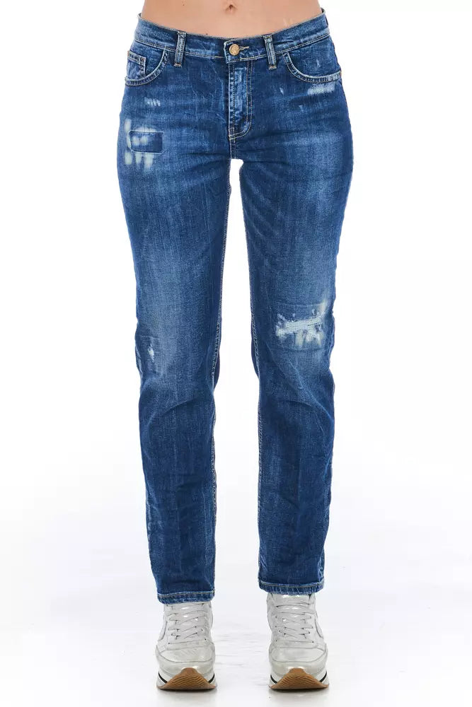 Blå bomullsjeans för kvinnor