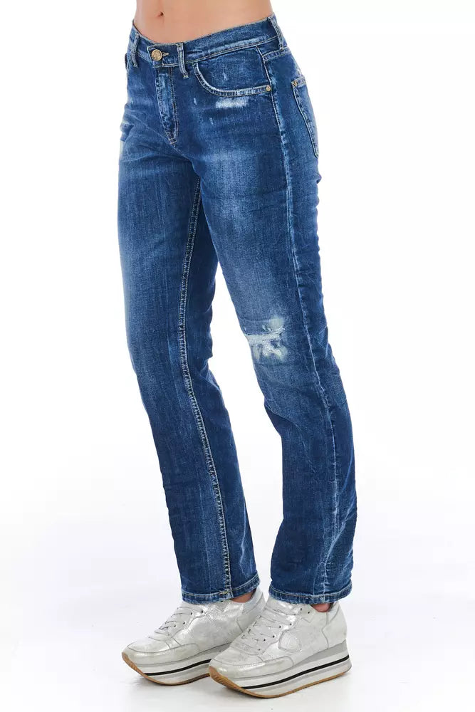 Blå bomullsjeans för kvinnor