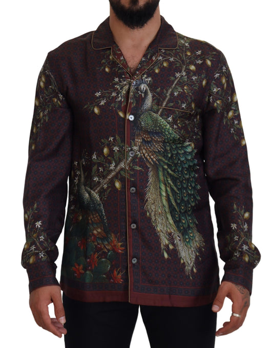 Dolce &amp; Gabbana Bordeaux Struts Siden Satin Casual Herrskjorta