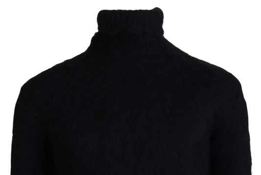 Dolce &amp; Gabbana Svart Gull Høyhalset Mohair Genser Herre Genser
