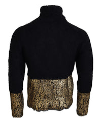 Dolce & Gabbana Black Gold Turtleneck Mohair Pullover Mens Sweater