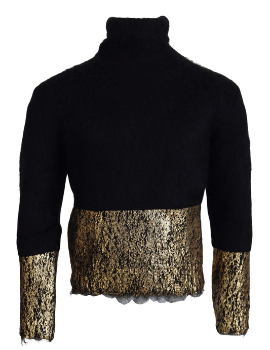 Dolce &amp; Gabbana Svart Gull Høyhalset Mohair Genser Herre Genser