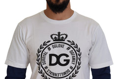 Dolce & Gabbana White Blue DG Crown Pullover Sweater