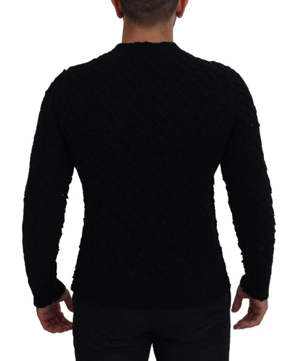 Dolce &amp; Gabbana Svart Ull V-ringad Stickad Pullovertröja
