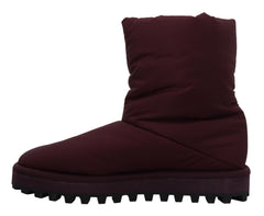 Dolce & Gabbana Bordeaux Nylon Boots Padded Mid Shoes