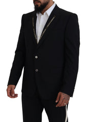 Dolce & Gabbana Black Wool Stretch Slim Fit Jacket Blazer