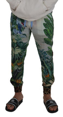 Dolce & Gabbana White Floral Printed Men Jogger Pants