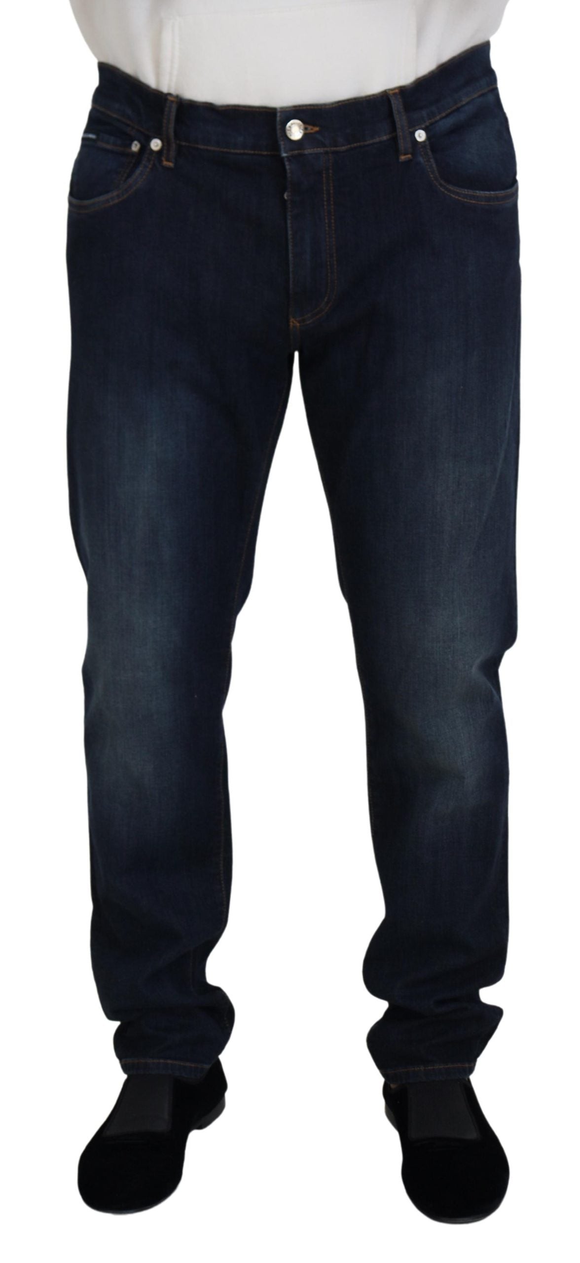 Dolce &amp; Gabbana Blå Bomull Rak Passform Casual Jeans