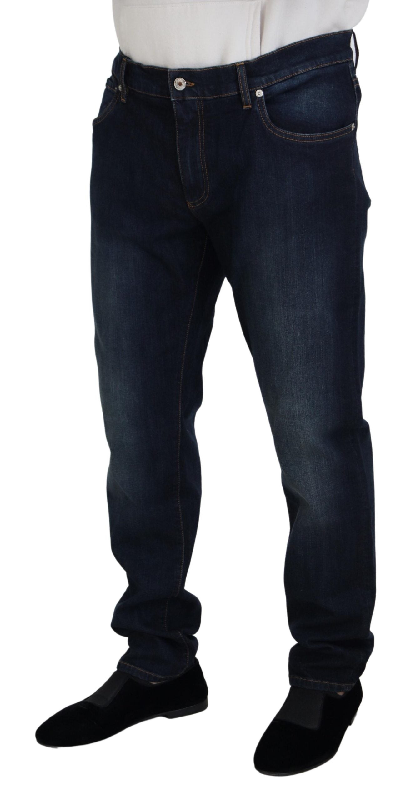Dolce &amp; Gabbana Blå Bomull Rak Passform Casual Jeans