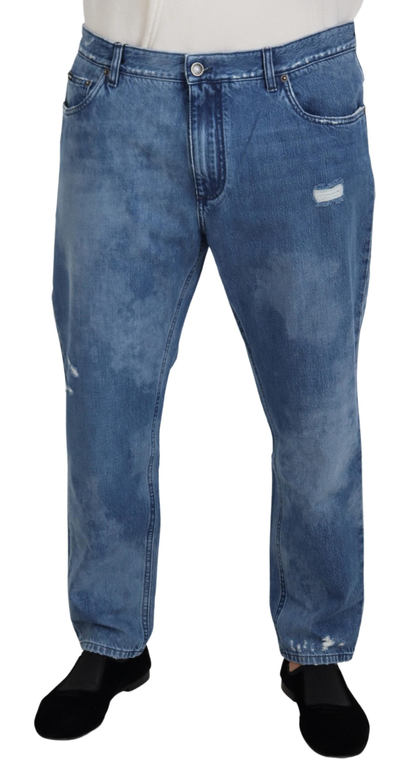 Dolce &amp; Gabbana Blå Tvättade Bomulls Casual Jeans