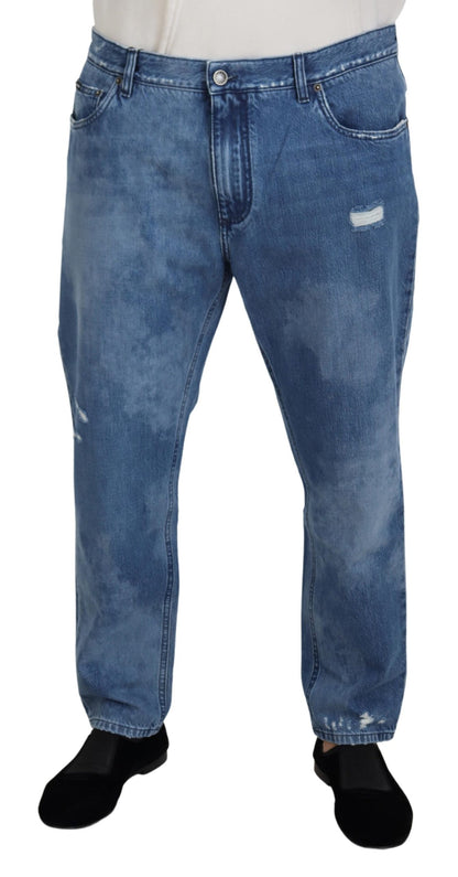 Dolce &amp; Gabbana Blå Tvättade Bomulls Casual Jeans