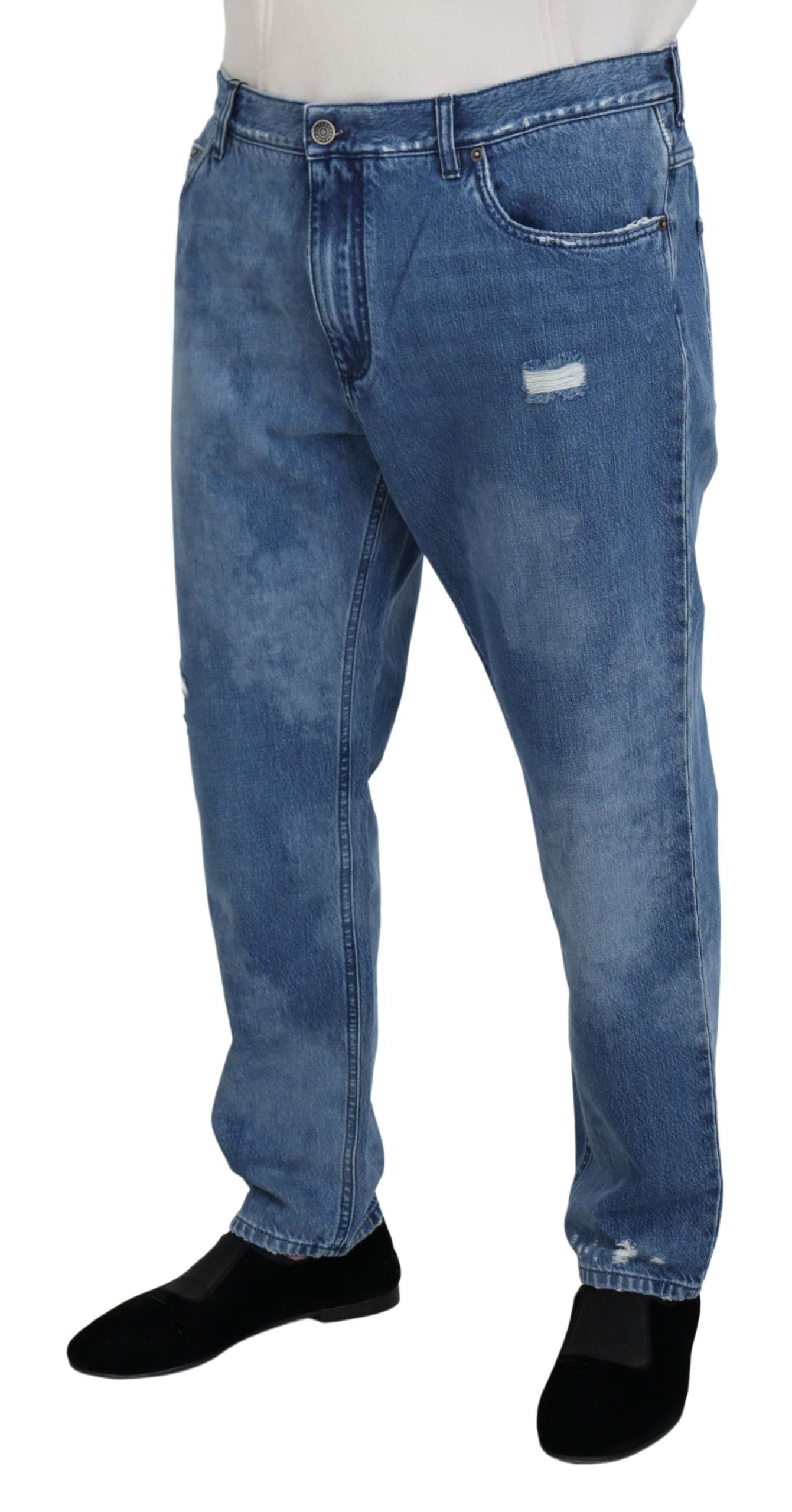 Dolce &amp; Gabbana Blå Tvättade Bomulls Casual Jeans