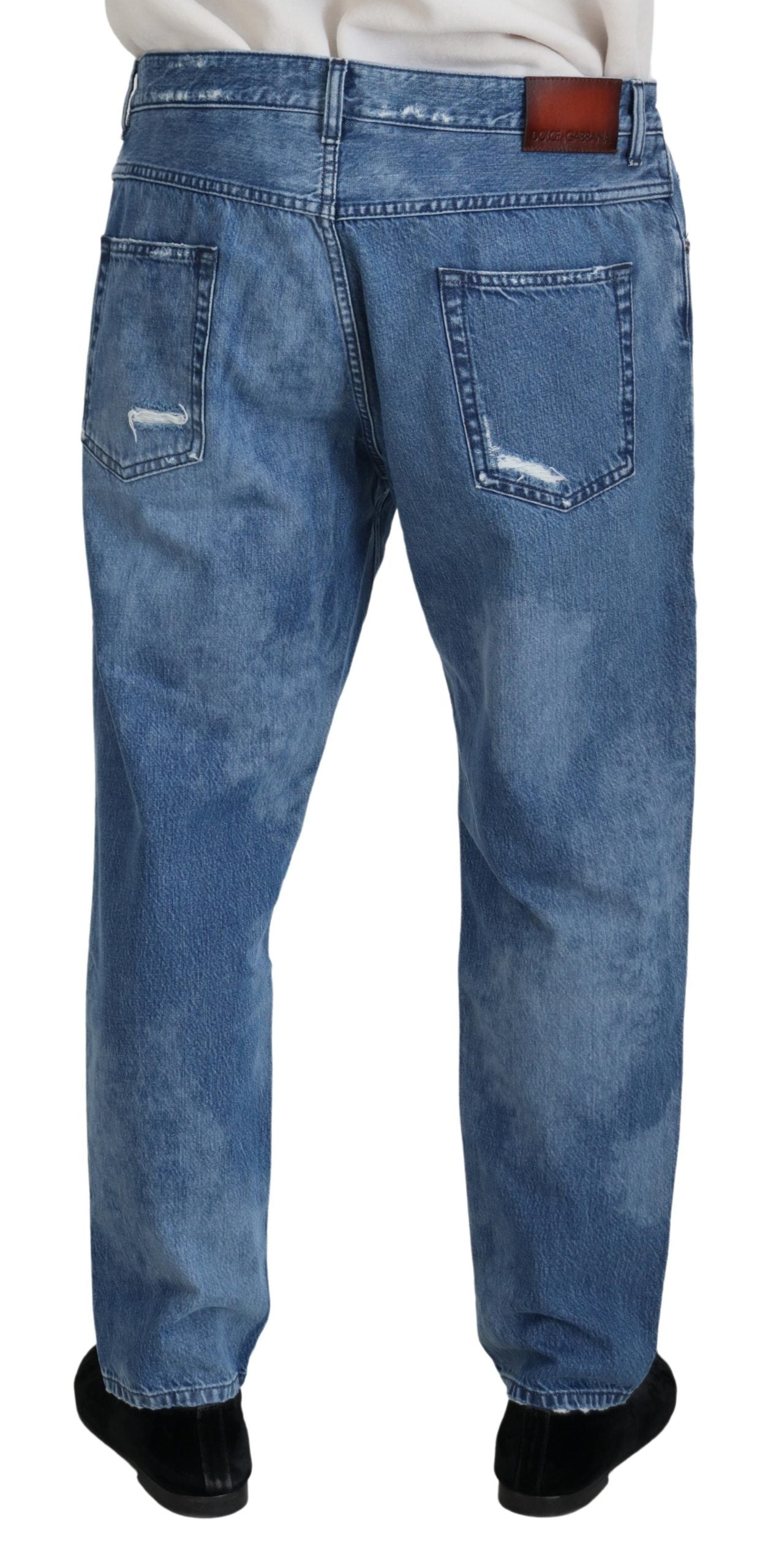Dolce &amp; Gabbana Blå Tvättade Bomulls Casual Jeans
