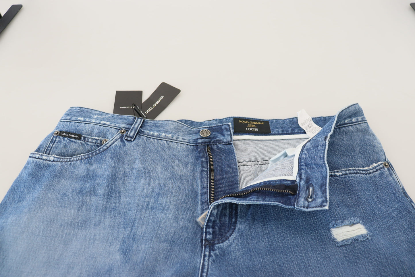 Dolce &amp; Gabbana Blå Tvättade Bomulls Casual Jeans
