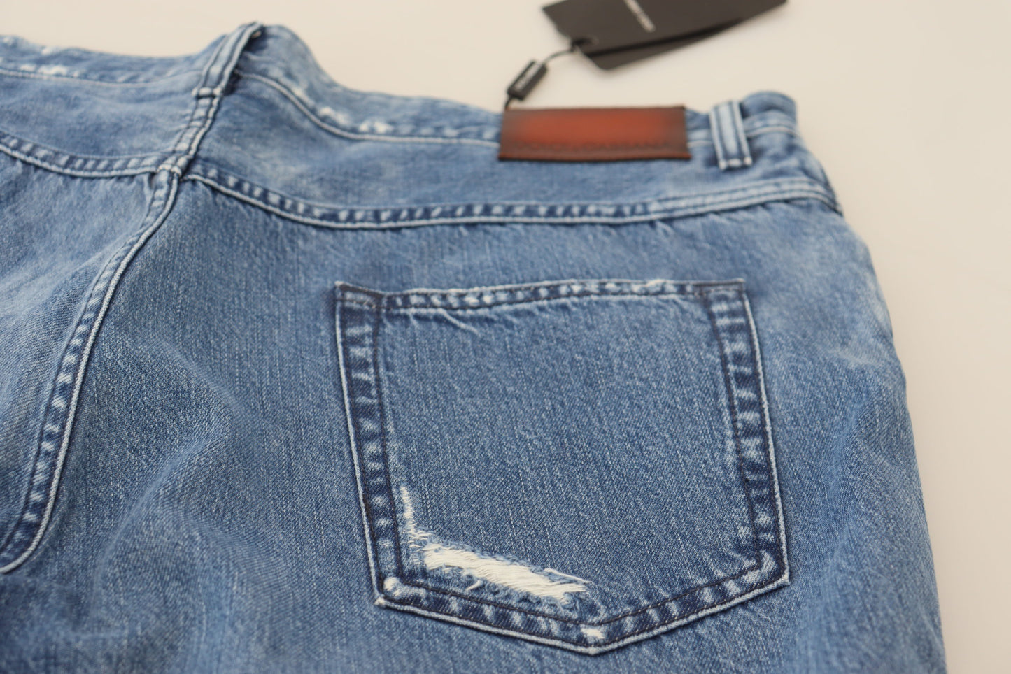 Dolce &amp; Gabbana Blå Tvättade Bomulls Casual Jeans