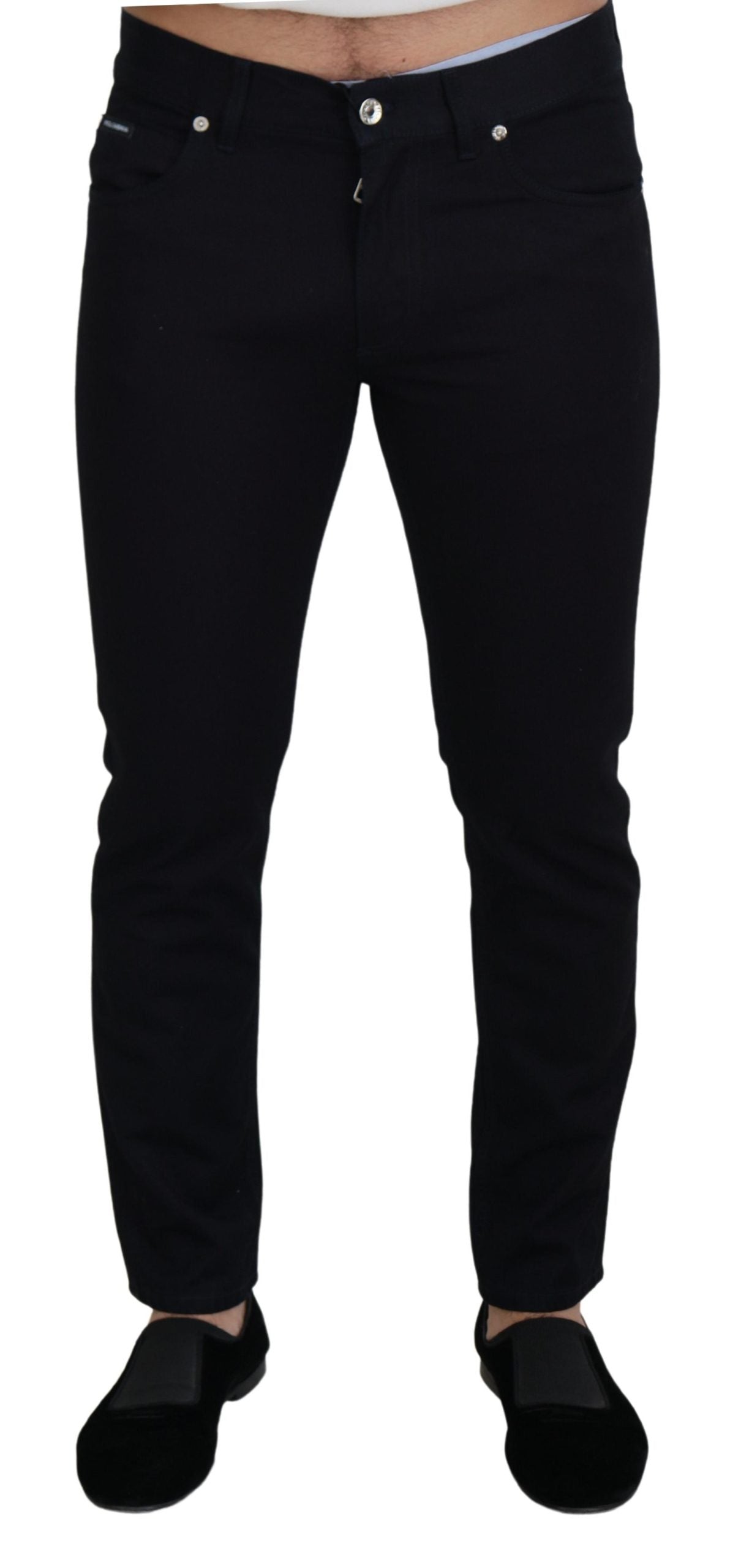 Dolce &amp; Gabbana svarta bomulls skinny casual jeans