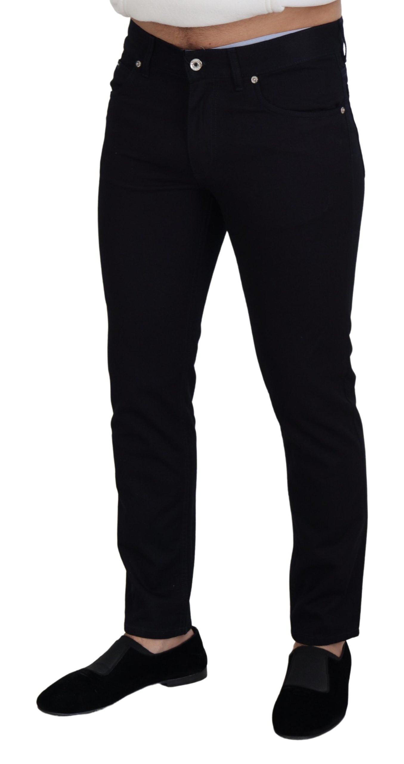 Dolce &amp; Gabbana svarta bomulls skinny casual jeans