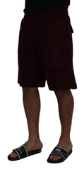 Dolce & Gabbana Maroon Bermuda Cargo Men Shorts