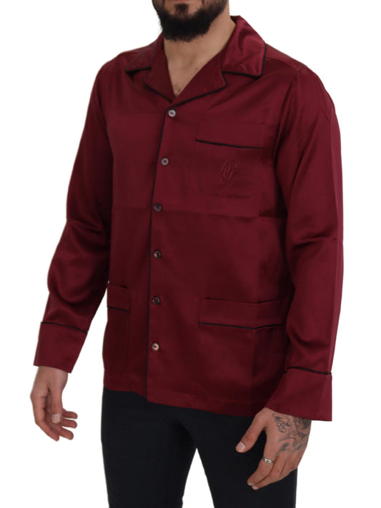 Dolce &amp; Gabbana Röd Siden Lounge Topp Pyjamas Nattplagg