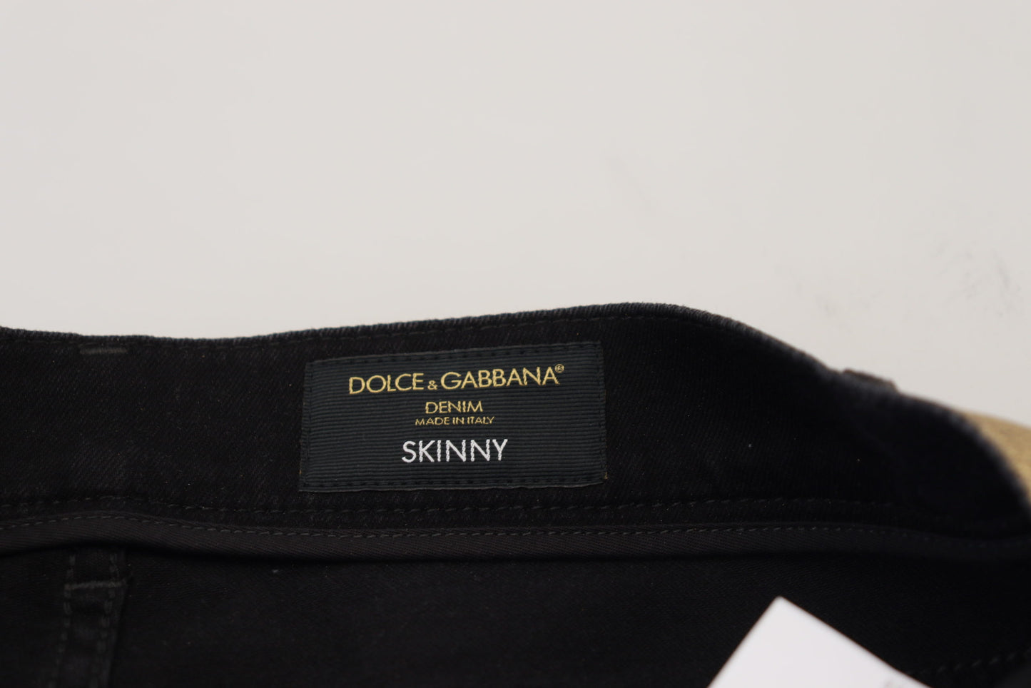 Dolce &amp; Gabbana Guldfärgade Bomullsslitna Skinny Jeans För Män