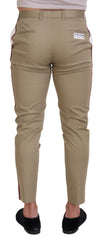 Dolce & Gabbana White Brown Slim Fit Chino Pants