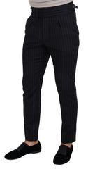 Dolce & Gabbana Black Wool Striped Chino Pants