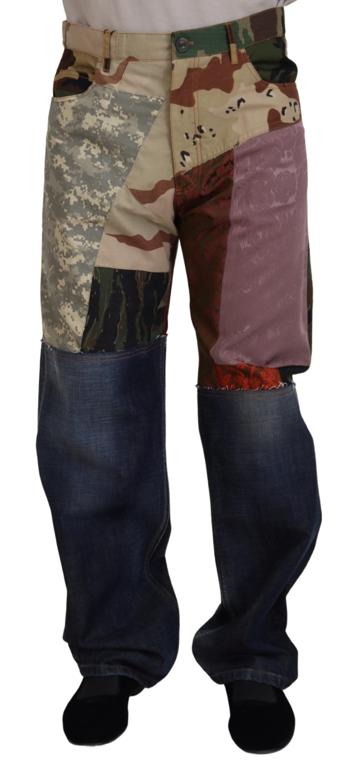 Dolce &amp; Gabbana Flerfärgade Siden Patchwork Herrjeans