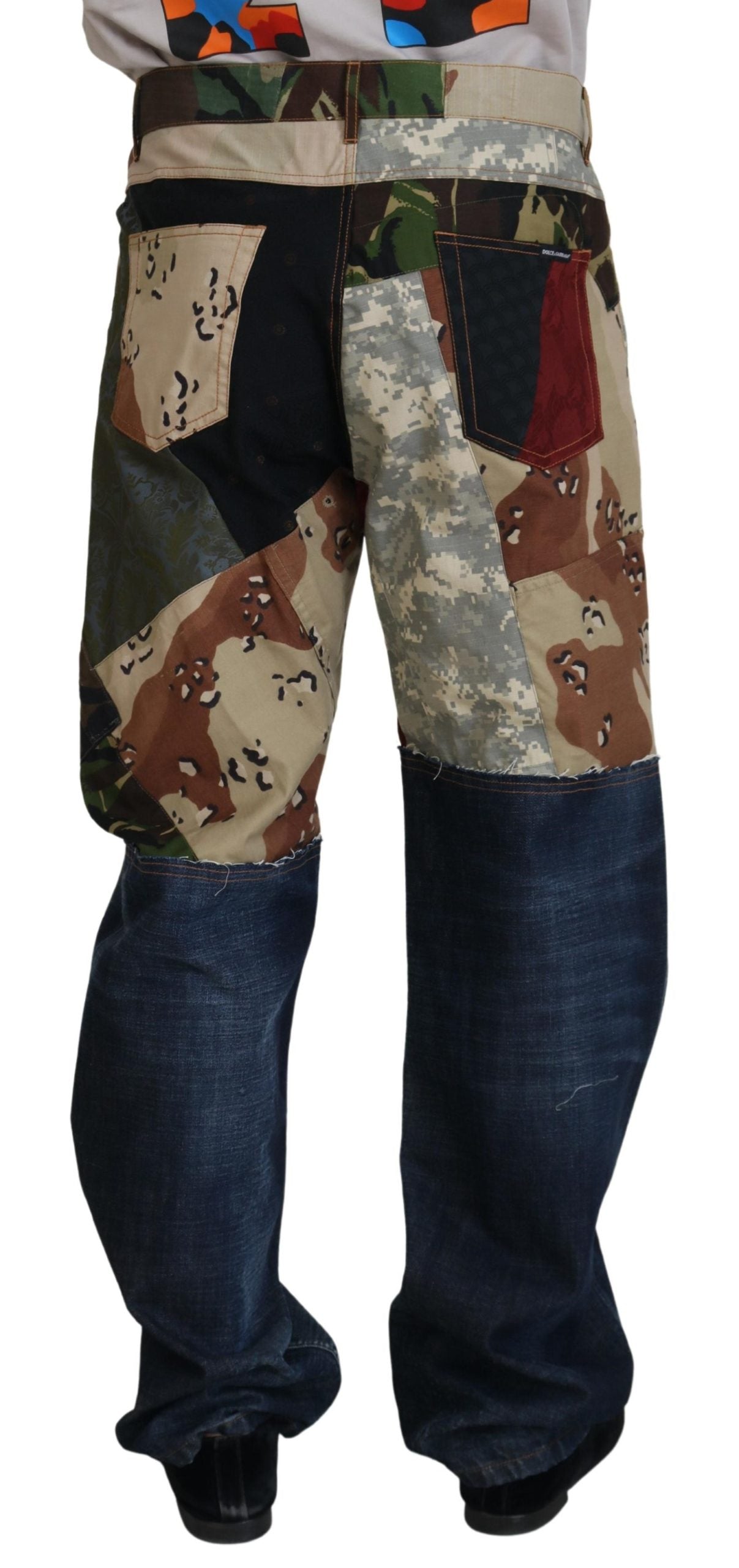 Dolce &amp; Gabbana Flerfärgade Siden Patchwork Herrjeans