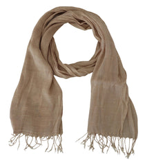 Costume National Beige Cotton Shawl Foulard Fringe Scarf