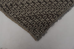 Costume National grå logotyp stickad halsduk med omlott