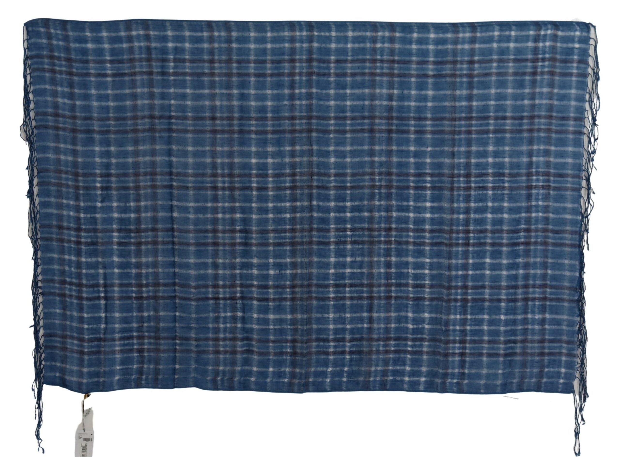 Blått linsjal med frynser i kostyme