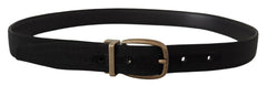 Dolce & Gabbana Black Grosgrain Leather Bronze Metal Belt