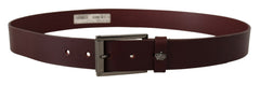Dolce & Gabbana Brown Leather Silver Metal Crown Buckle Belt