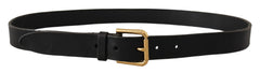 Dolce & Gabbana Brown Classic Leather Gold Metal Buckle Belt