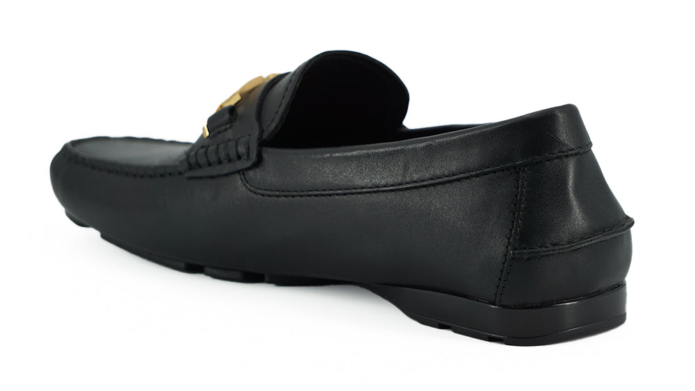 Eleganta svarta herrloafers i kalvskinn