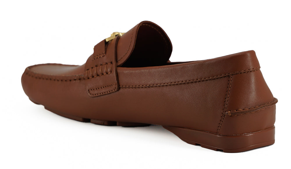 Eleganta Medusa-präglade läderloafers