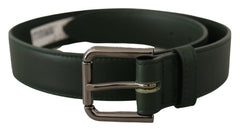 Dolce & Gabbana Army Green Leather Logo Metal Waist Buckle Belt