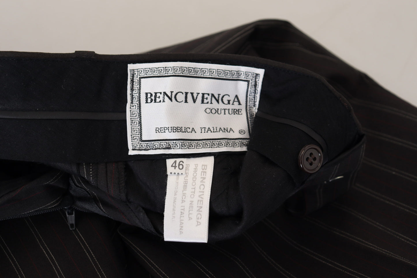 BENCIVENGA Svarta Randiga Viskosbyxor