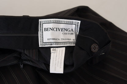 BENCIVENGA Svarta Randiga Viskosbyxor