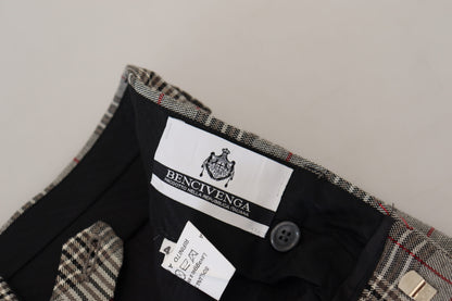 BENCIVENGA Grå Rutiga Skinny Herrbyxor
