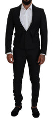 Dolce & Gabbana Black Polyester Men 2 Piece MARTINI Suit