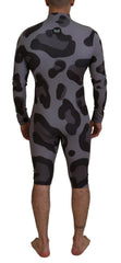 Dolce & Gabbana Gray Patterned Polyester Wetsuit Swimwear