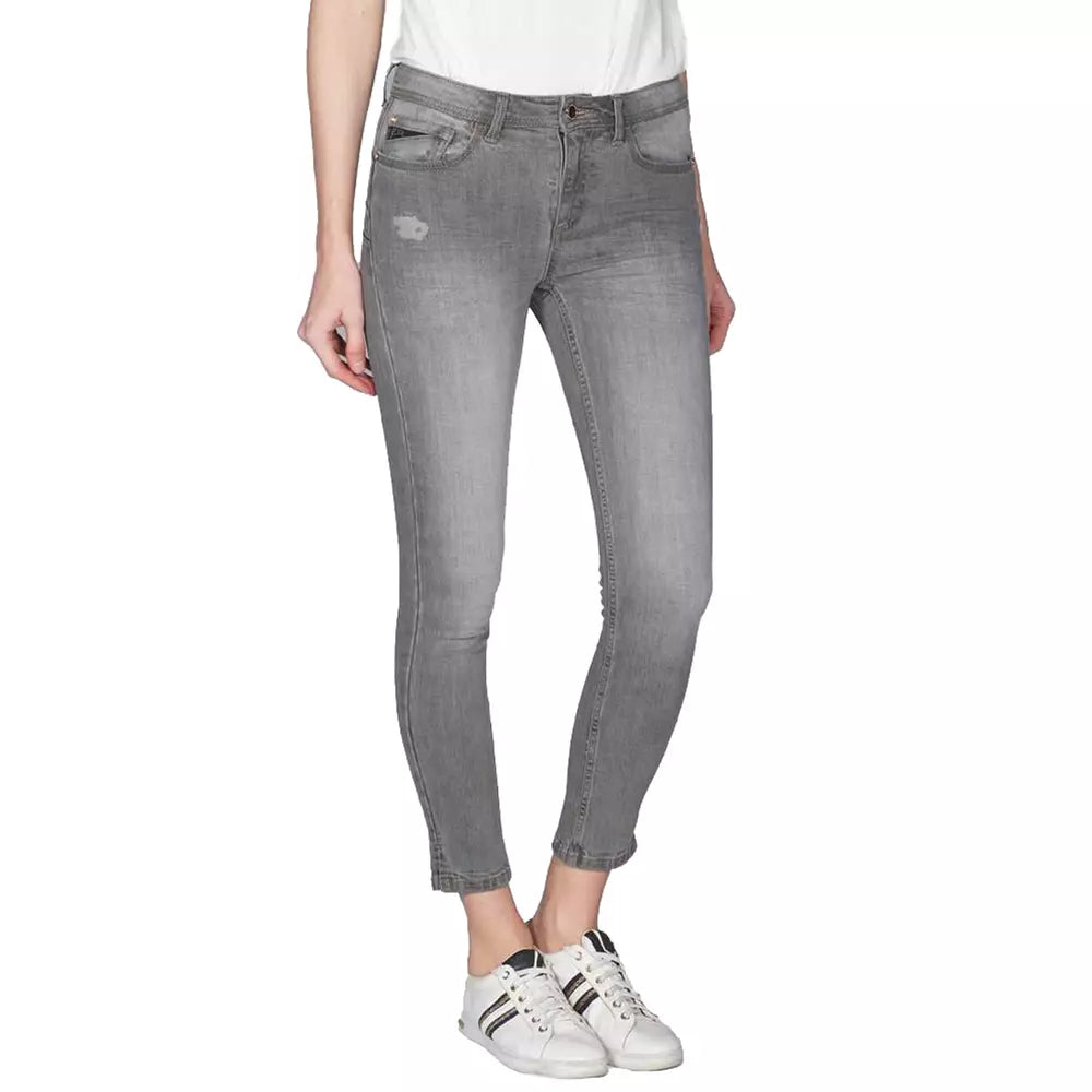 Grå bomullsjeans med push-up-passform för kvinnor