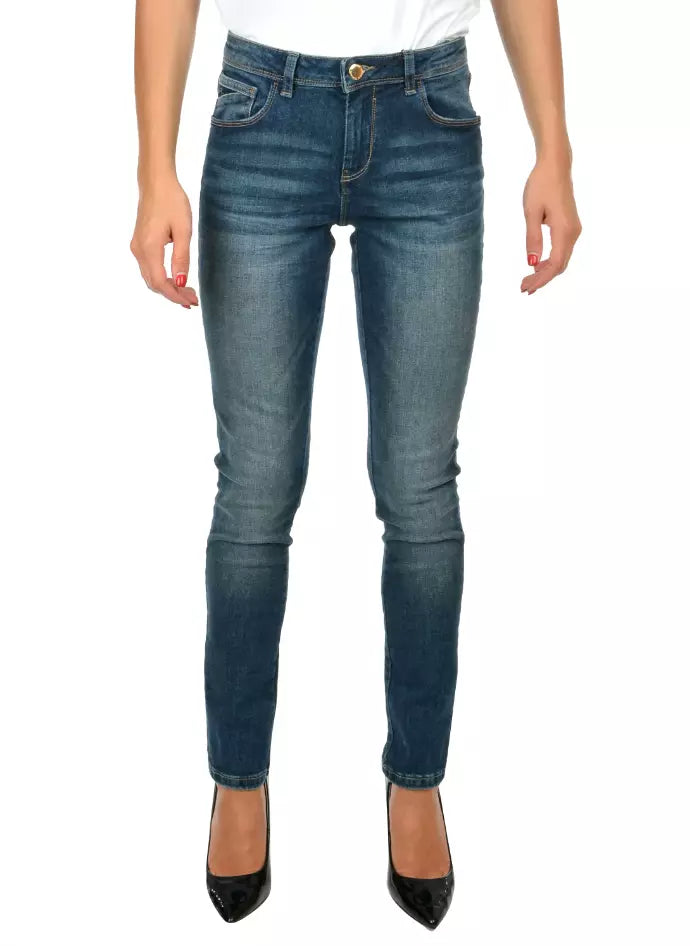 Blå bomulls skinny jeans för kvinnor