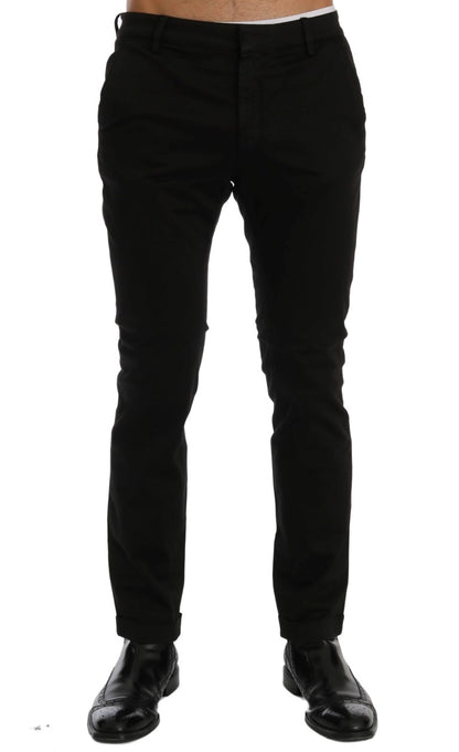 Costume National svarte slim fit bomullsstretchbukser