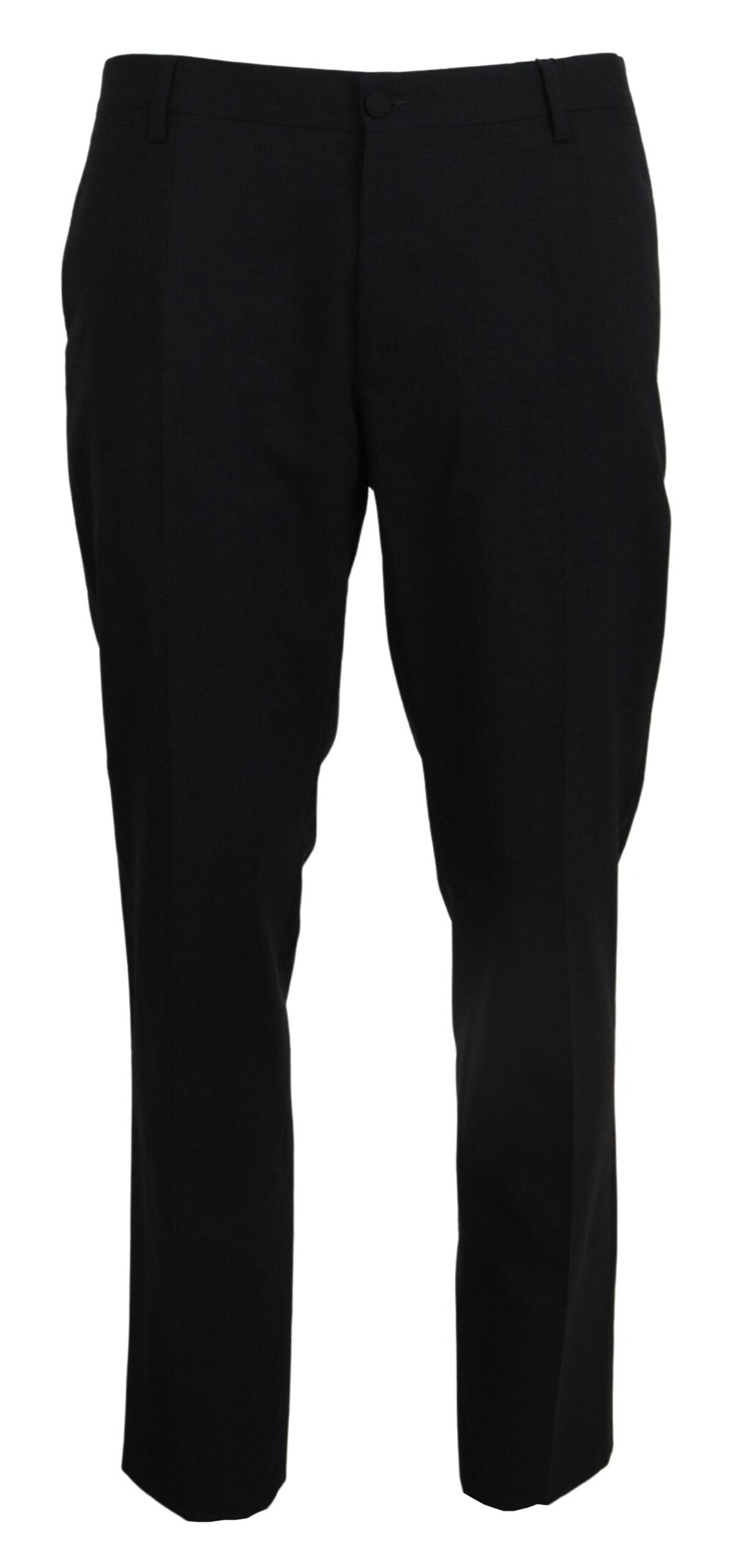 Dolce &amp; Gabbana Grå Ull Stretchklänning Formell Slim Fit Byxa