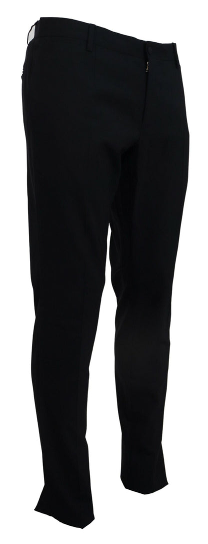 Dolce &amp; Gabbana Blå Ull Stretchklänning Formell Slim Fit Byxa