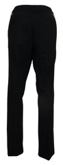 Dolce & Gabbana Black Wool Stretch Dress Formal Slim Fit Pant