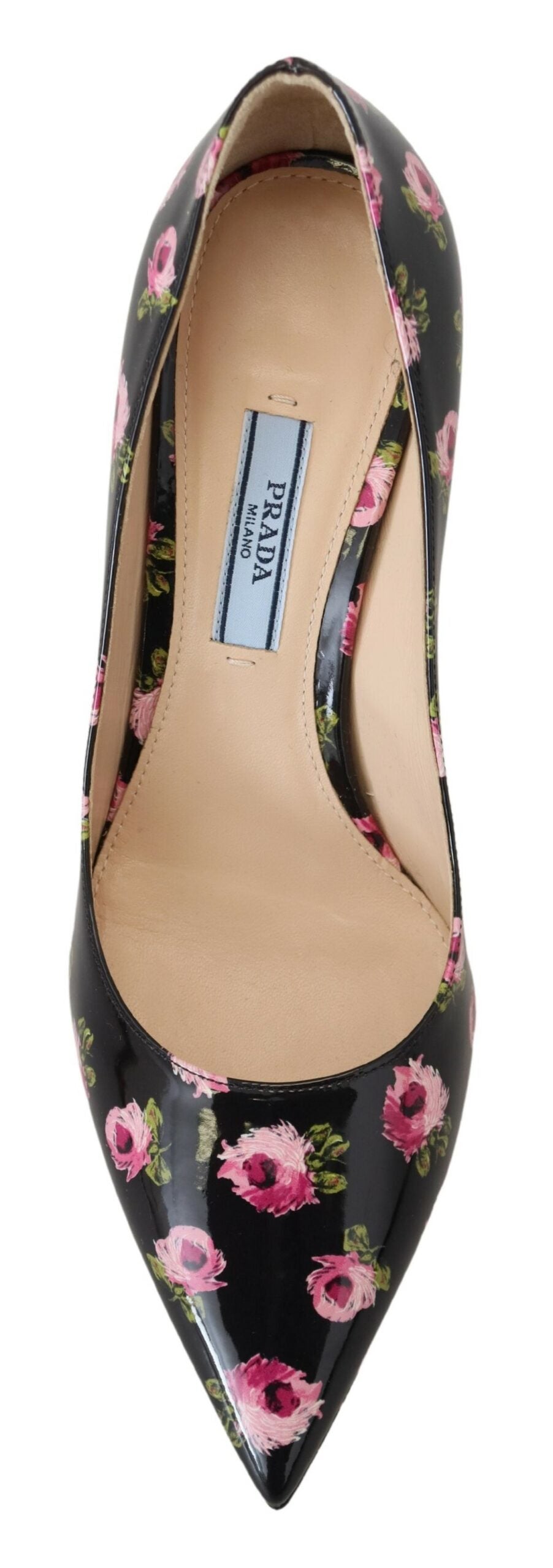 Svarta Läder Blommiga Klackar Stilettklackar Pumps